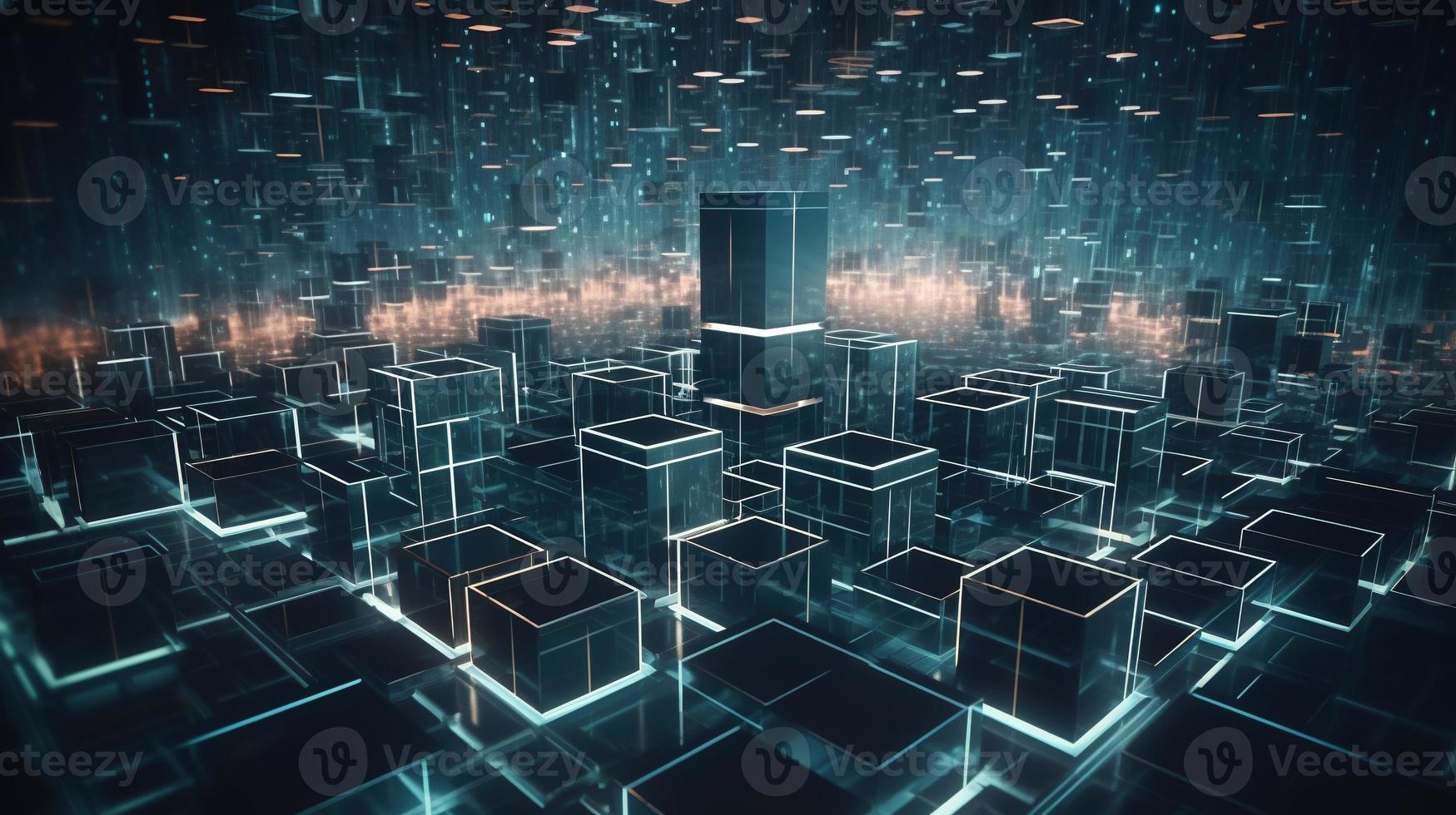 3D rendering of abstract digital technology background. Big data connection concept photo