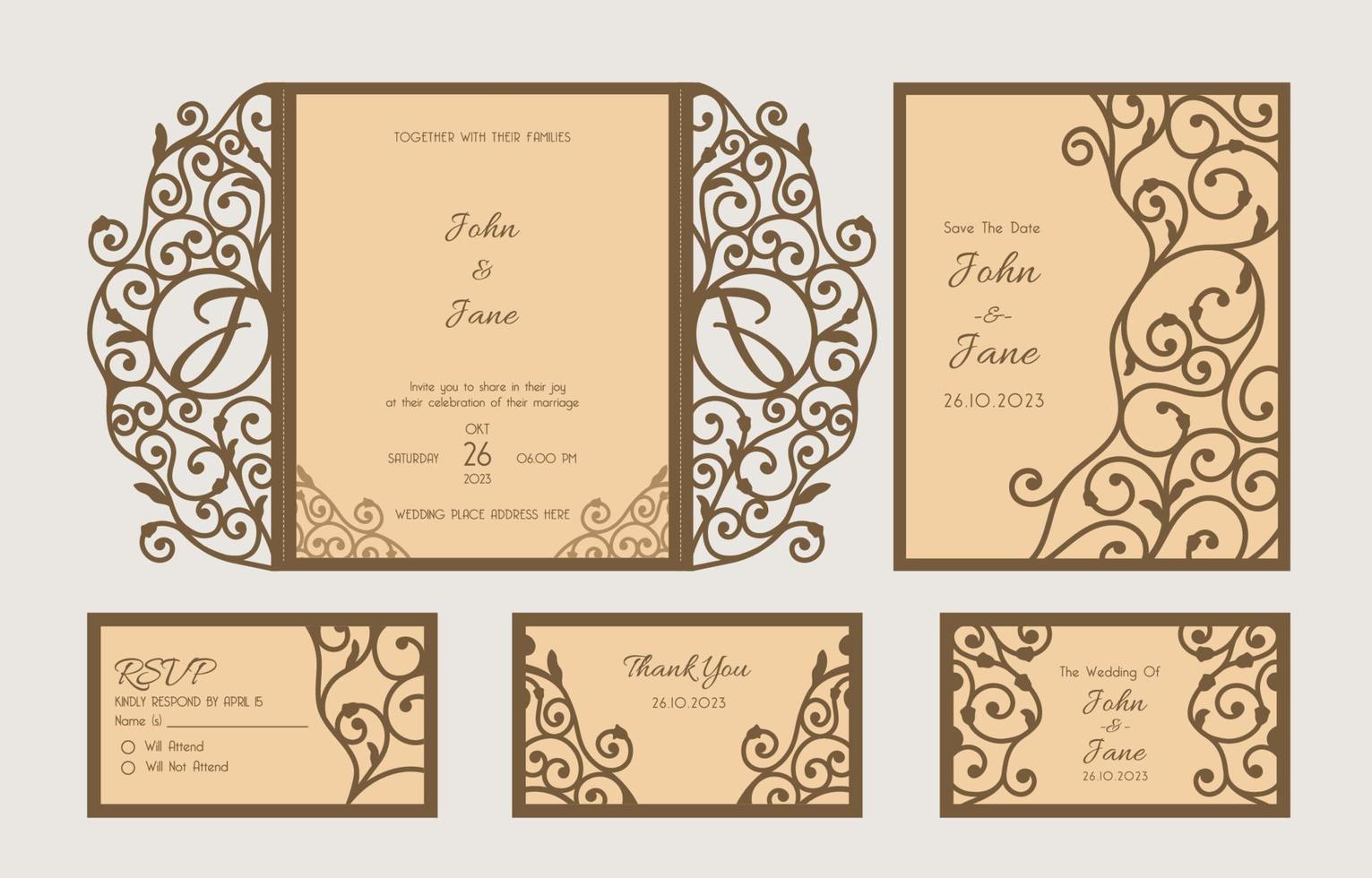 Elegant Laser Cut Invitation Template vector