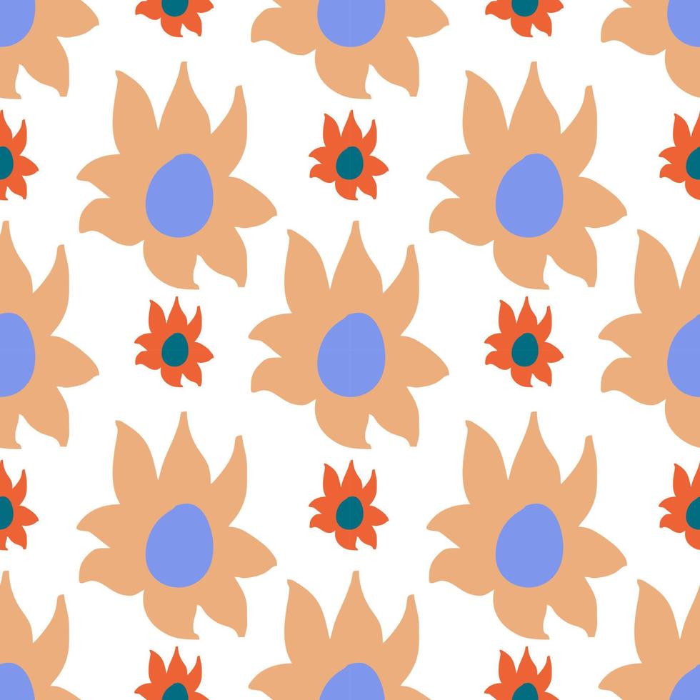 un sin costura modelo con naranja y azul flores.vector ilustración vector