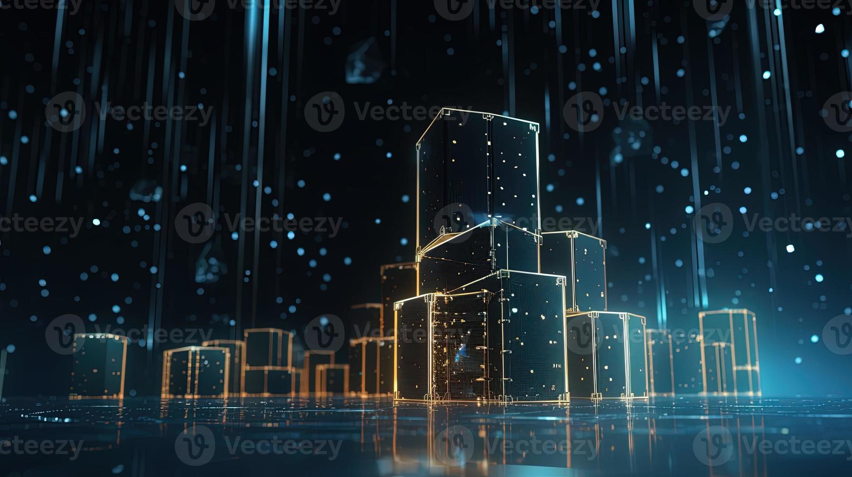 3D rendering of abstract technology concept. Digital data transfer and communication photo