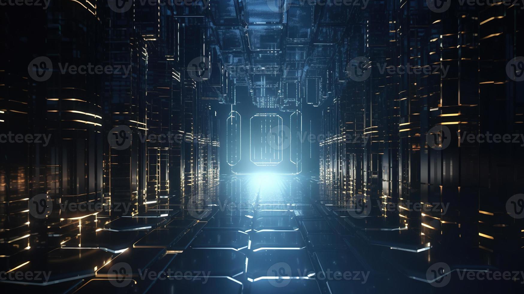 3D rendering of abstract technology concept. Digital data transfer and communication photo