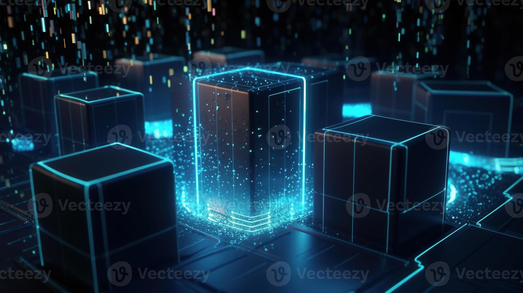3D rendering of abstract technology concept. Digital data transfer and communication photo