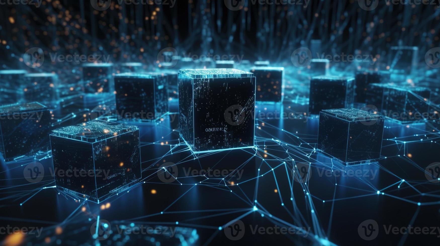 3D rendering of abstract technology concept. Digital data transfer and communication photo