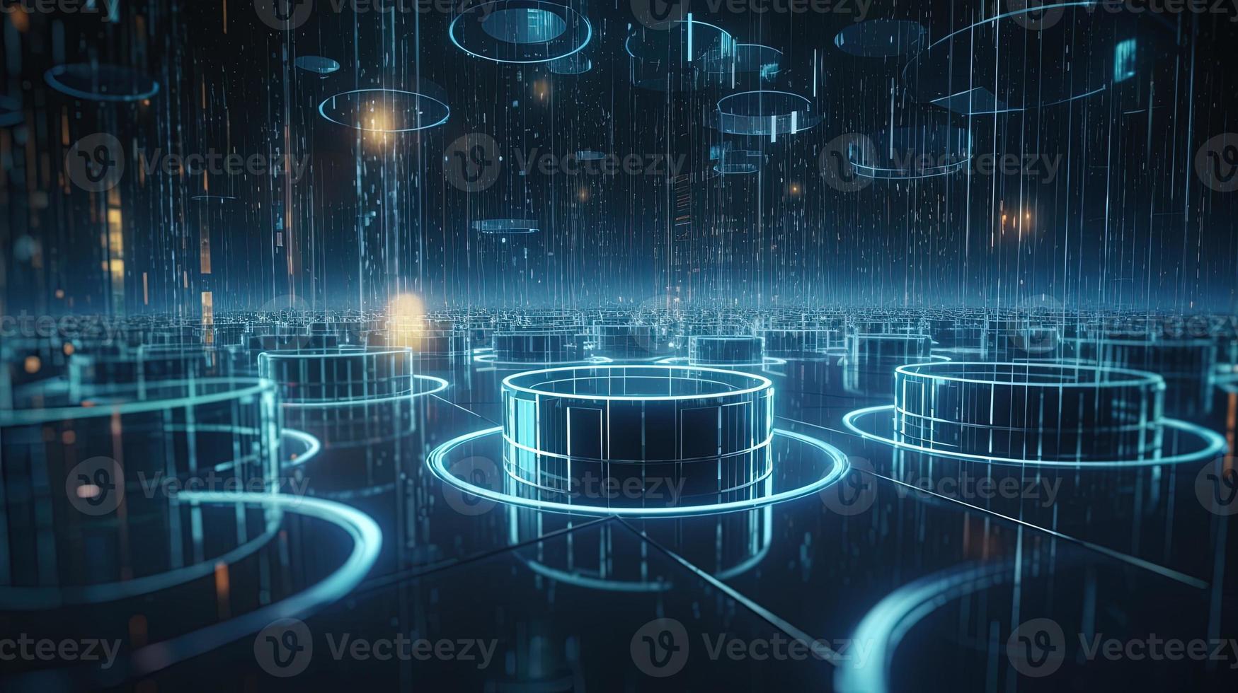3D rendering of abstract technology concept. Digital data transfer and communication photo