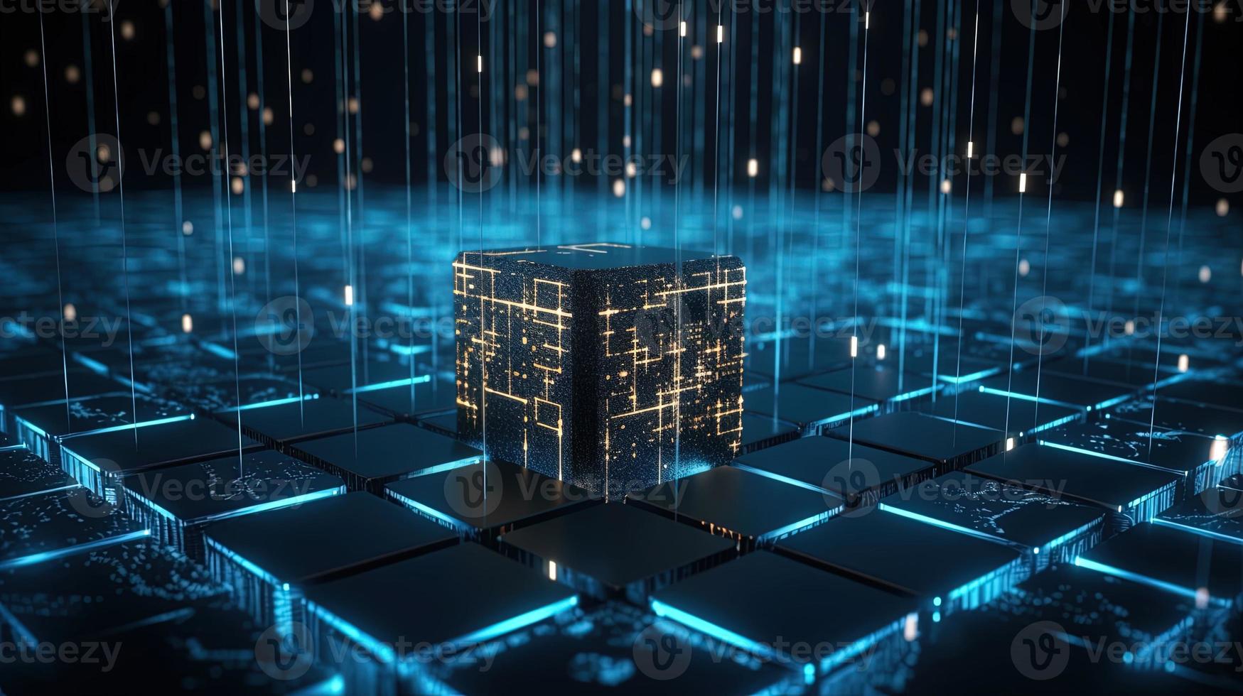 3D rendering of abstract technology concept. Digital data transfer and communication photo