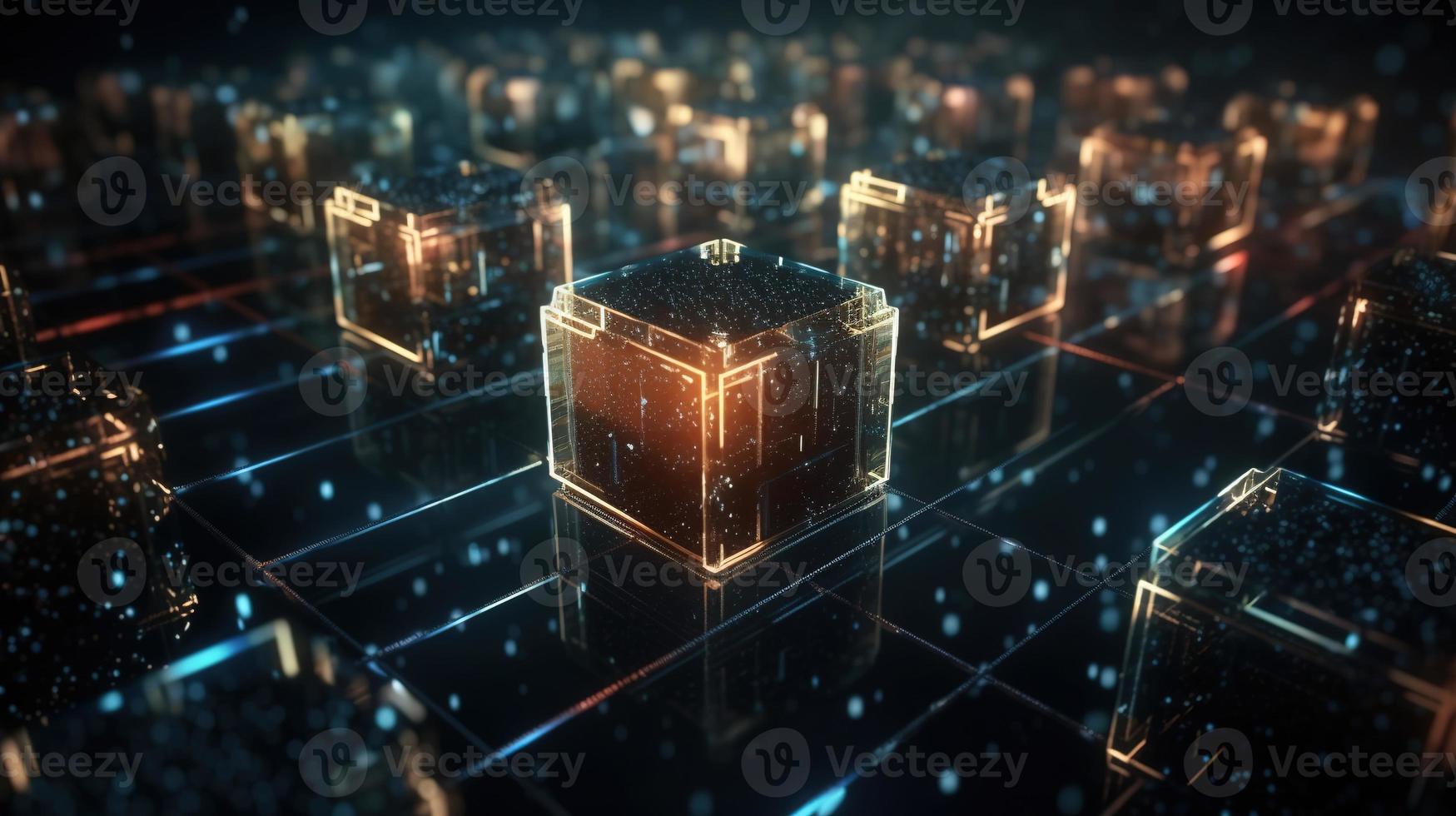 3D rendering of abstract technology concept. Digital data transfer and communication photo