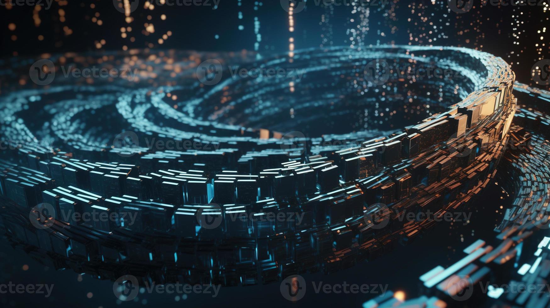 3D rendering of abstract technology concept. Digital data transfer and communication photo