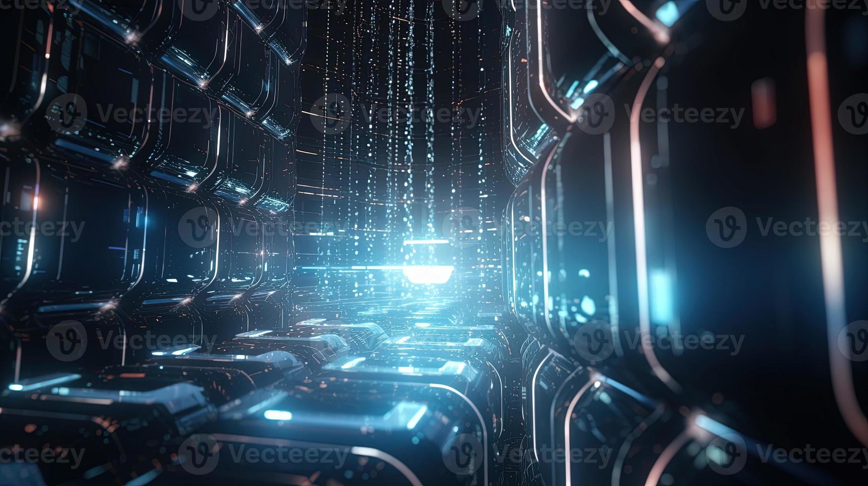 3D rendering of abstract technology concept. Digital data transfer and communication photo