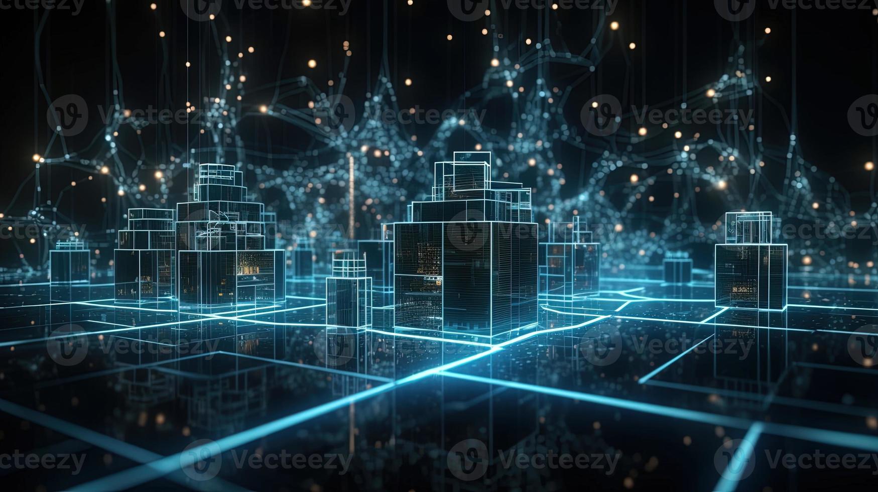 3D rendering of abstract technology concept. Digital data transfer and communication photo