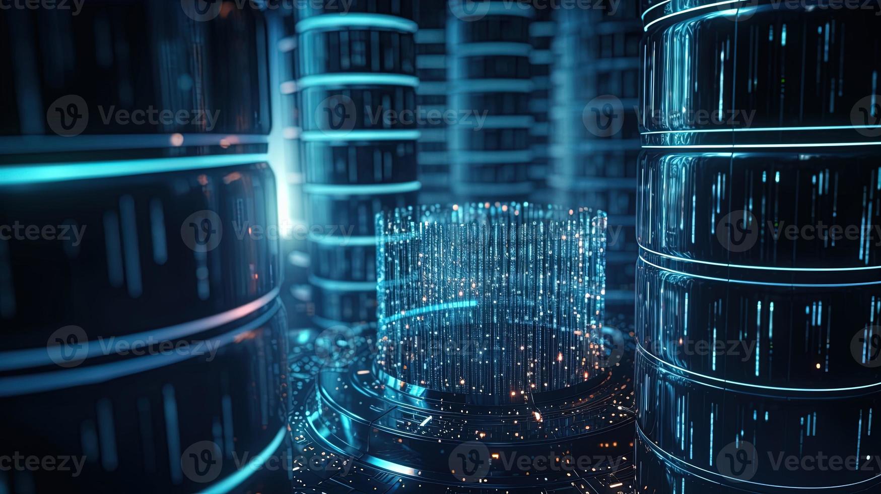3D rendering of abstract technology concept. Digital data transfer and communication photo