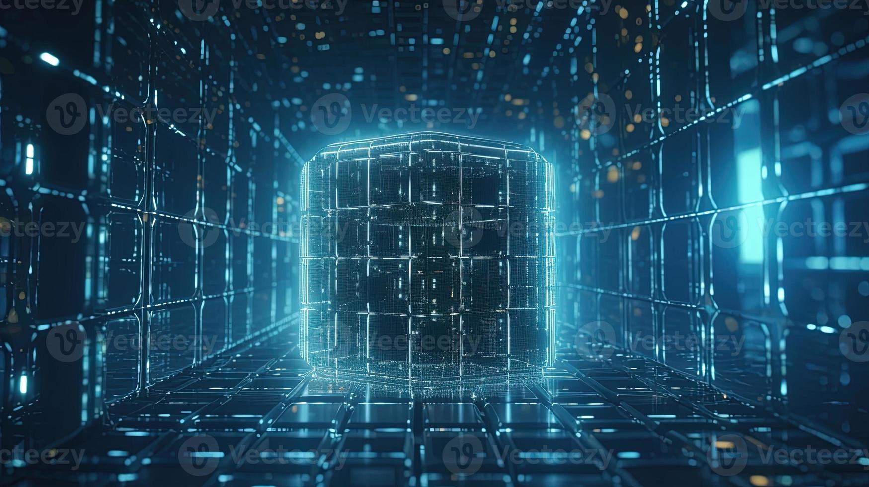 3D rendering of abstract technology concept. Digital data transfer and communication photo