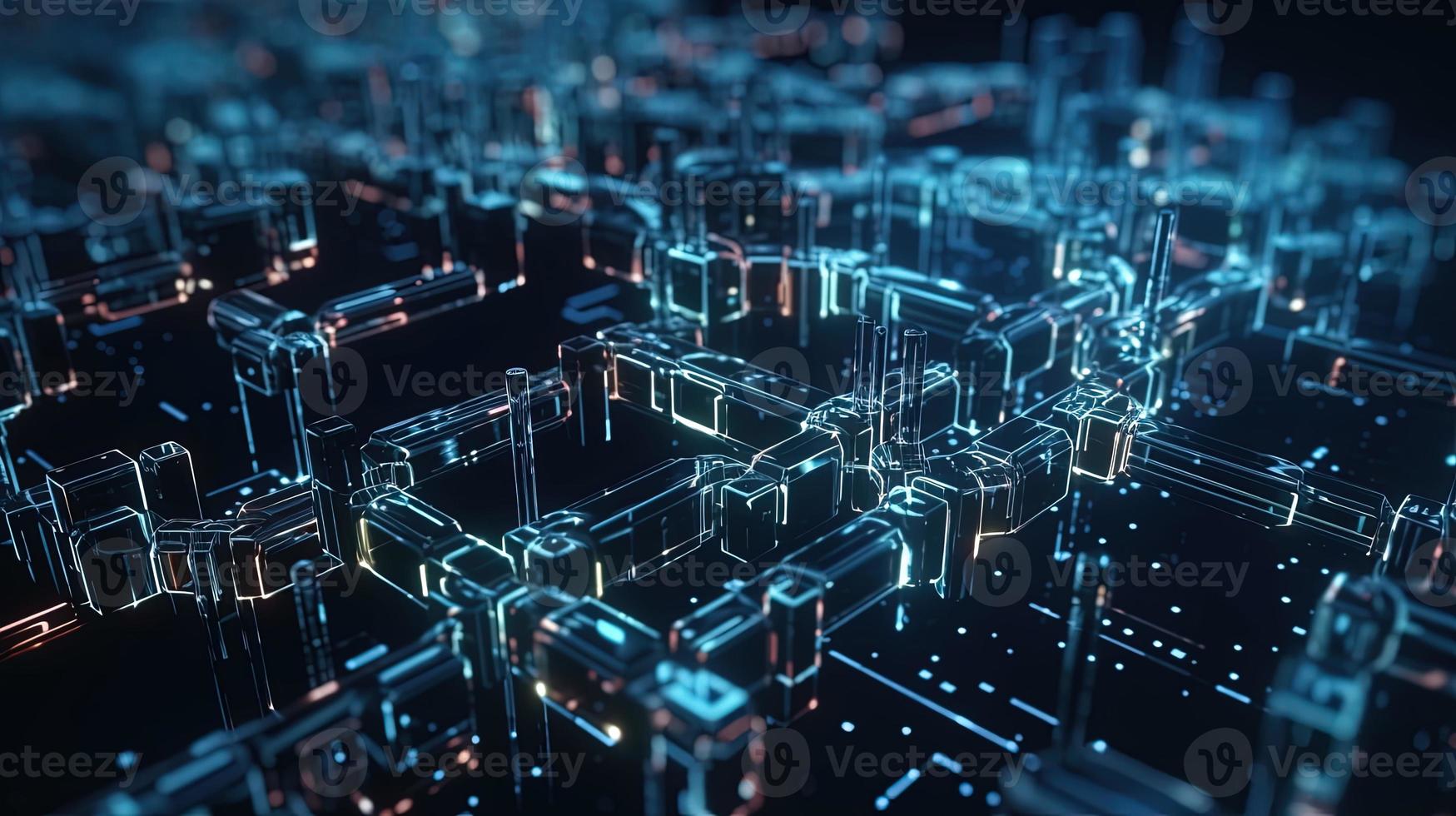 3D rendering of abstract technology concept. Digital data transfer and communication photo