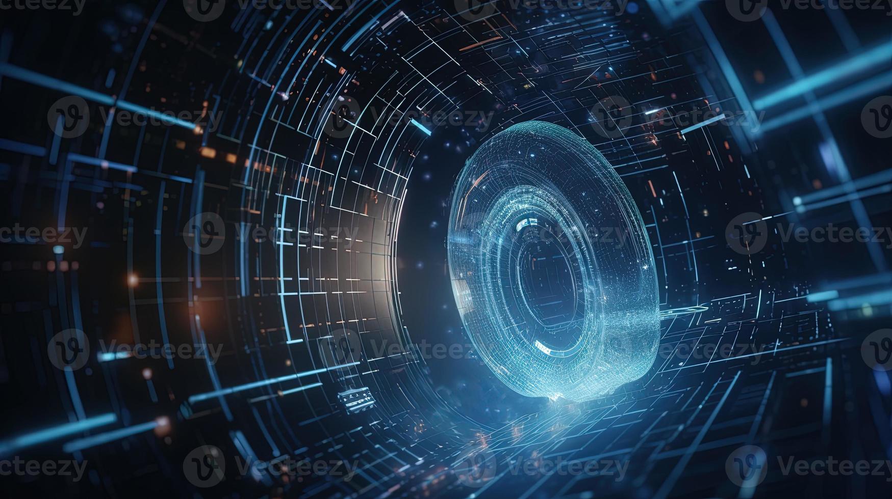 3D rendering of abstract technology concept. Digital data transfer and communication photo