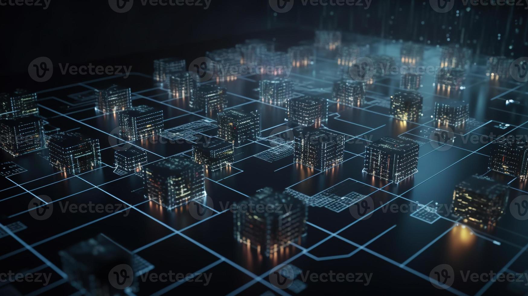 3D rendering of abstract technology concept. Digital data transfer and communication photo