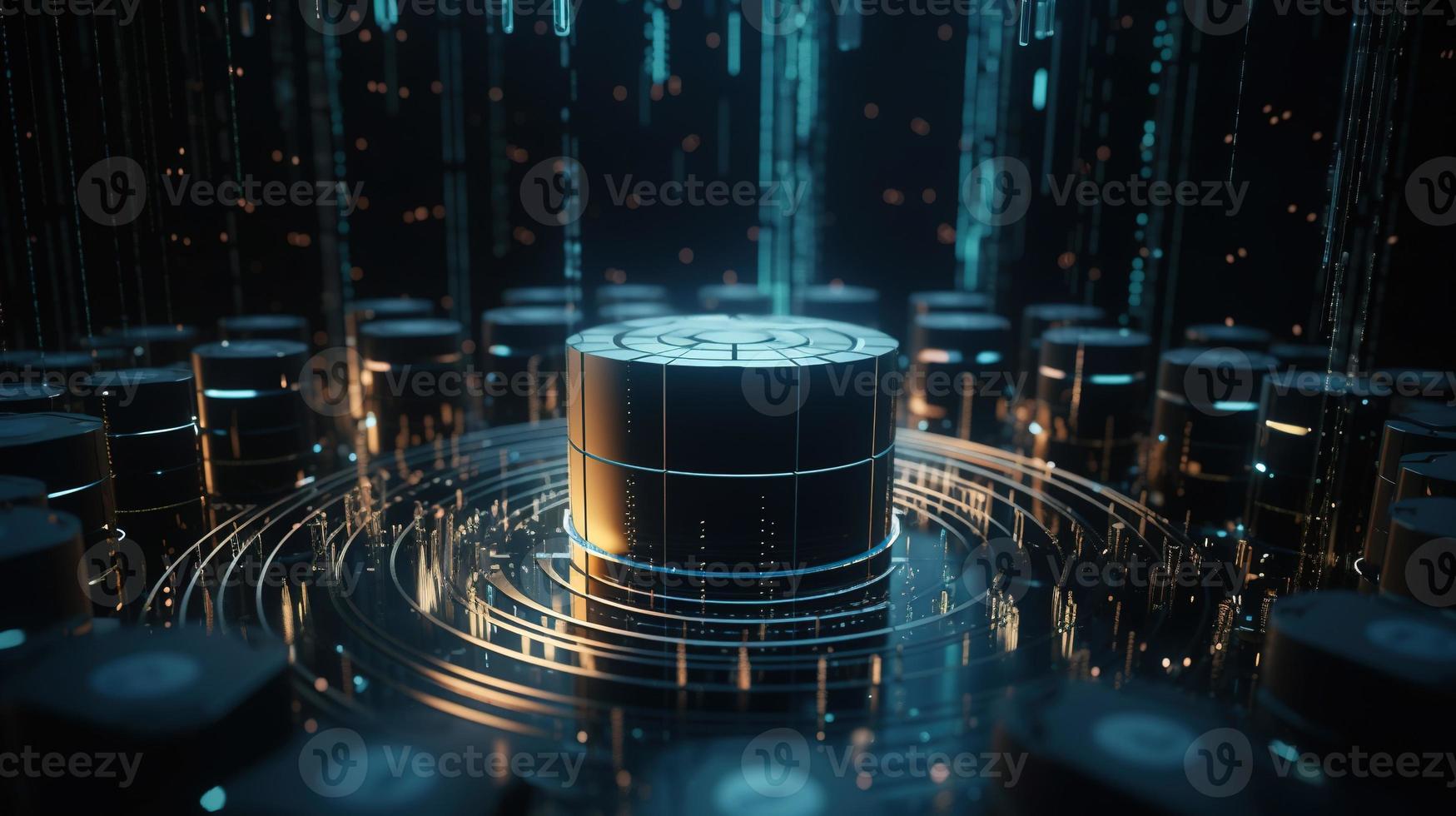 3D rendering of abstract technology concept. Digital data transfer and communication photo