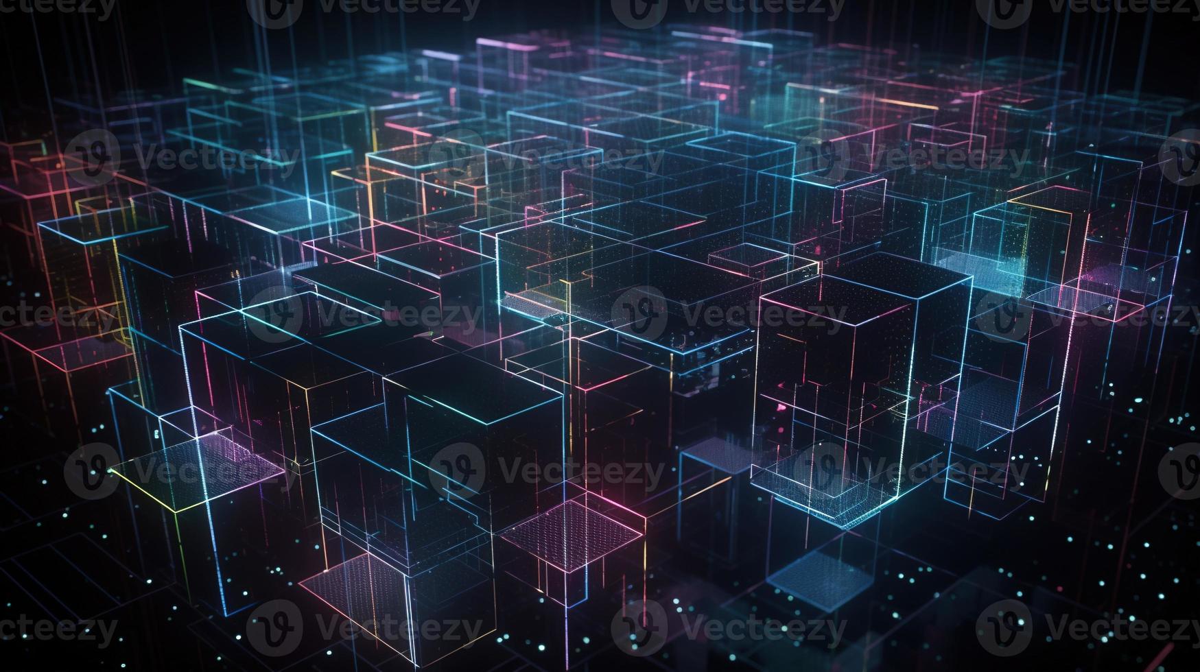 3D rendering of abstract technology concept. Digital data transfer and communication photo