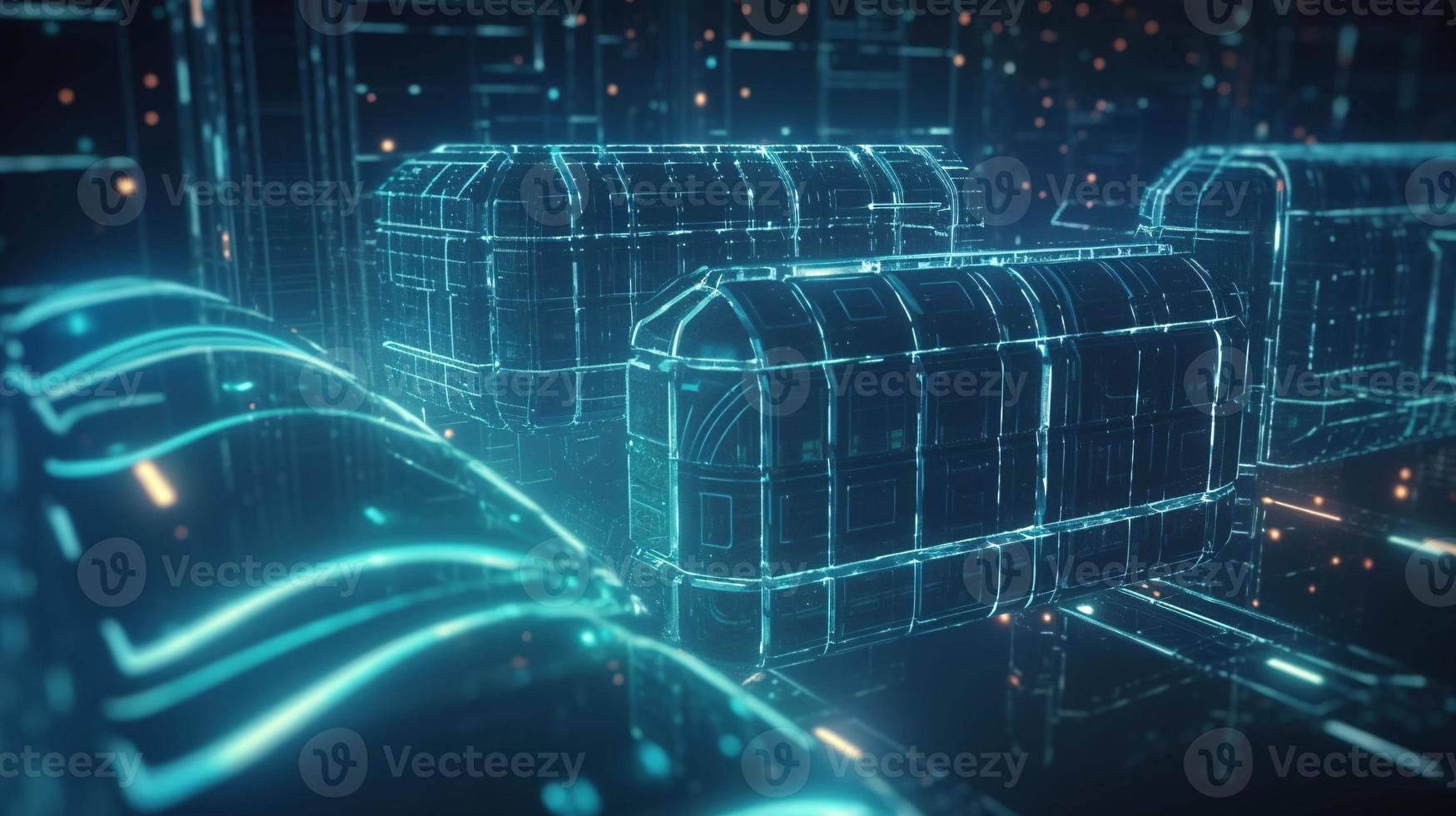 3D rendering of abstract technology concept. Digital data transfer and communication photo