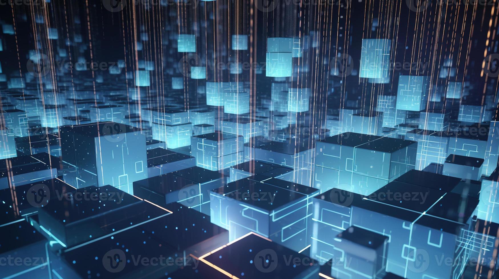 3D rendering of abstract technology concept. Digital data transfer and communication photo
