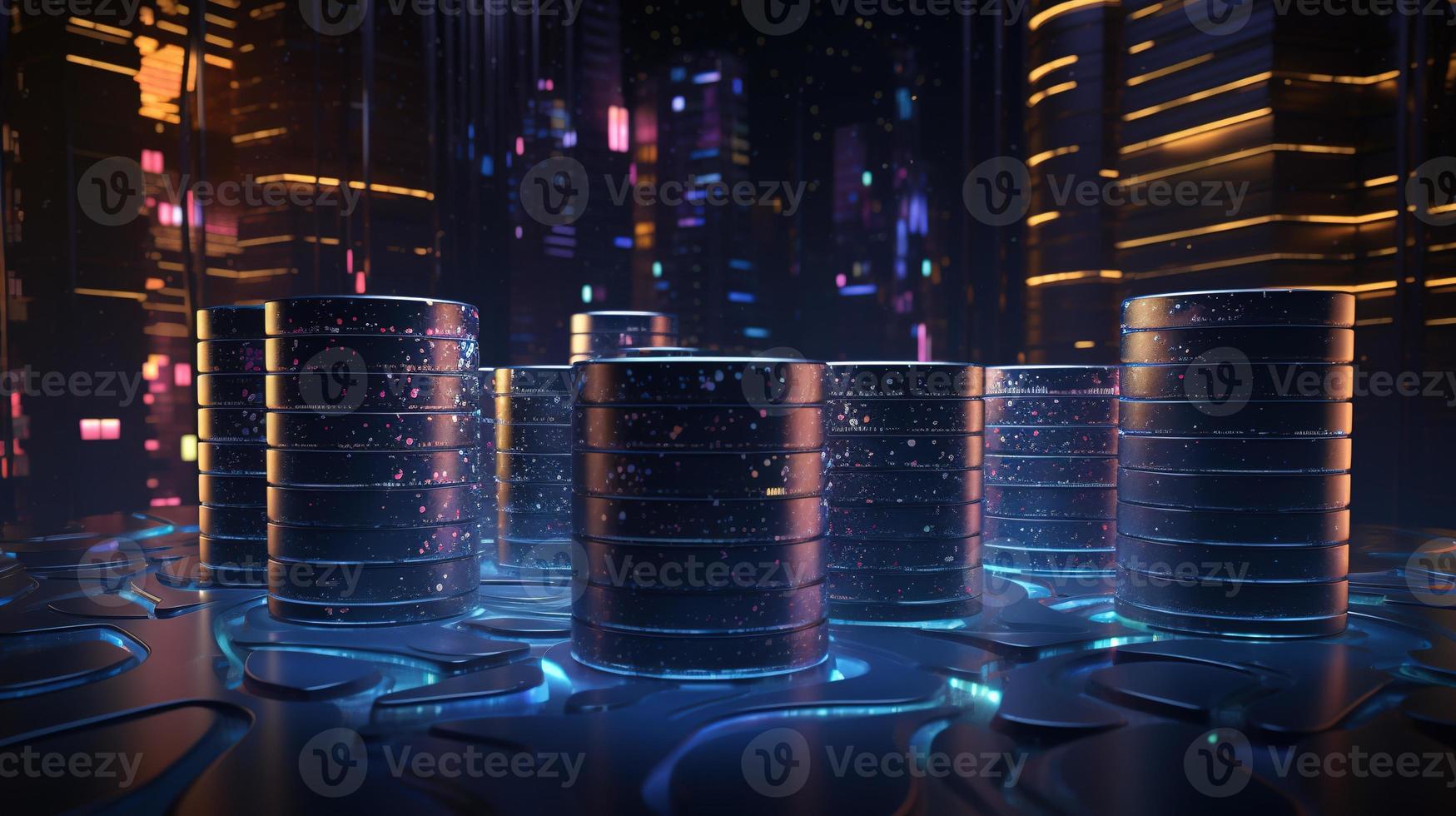 3D rendering of abstract technology concept. Digital data transfer and communication photo