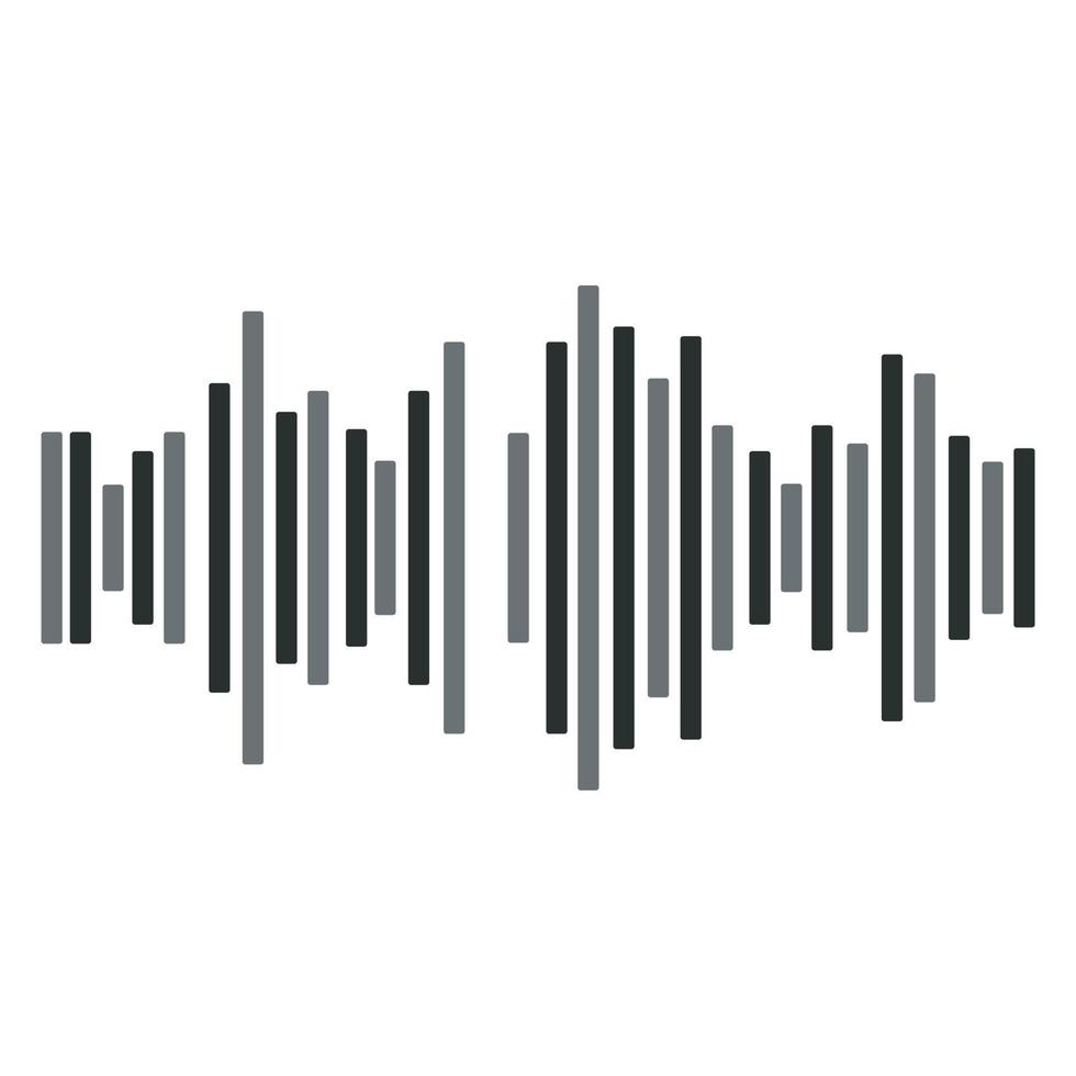 Black sound wave. Music audio frequency, sound line wave, electronic radio signal, volume level symbol. Vector curve radio waves