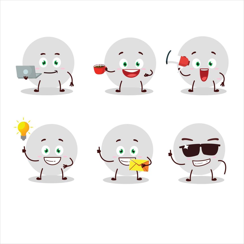 Volley ball cartoon character with various types of business emoticons vector