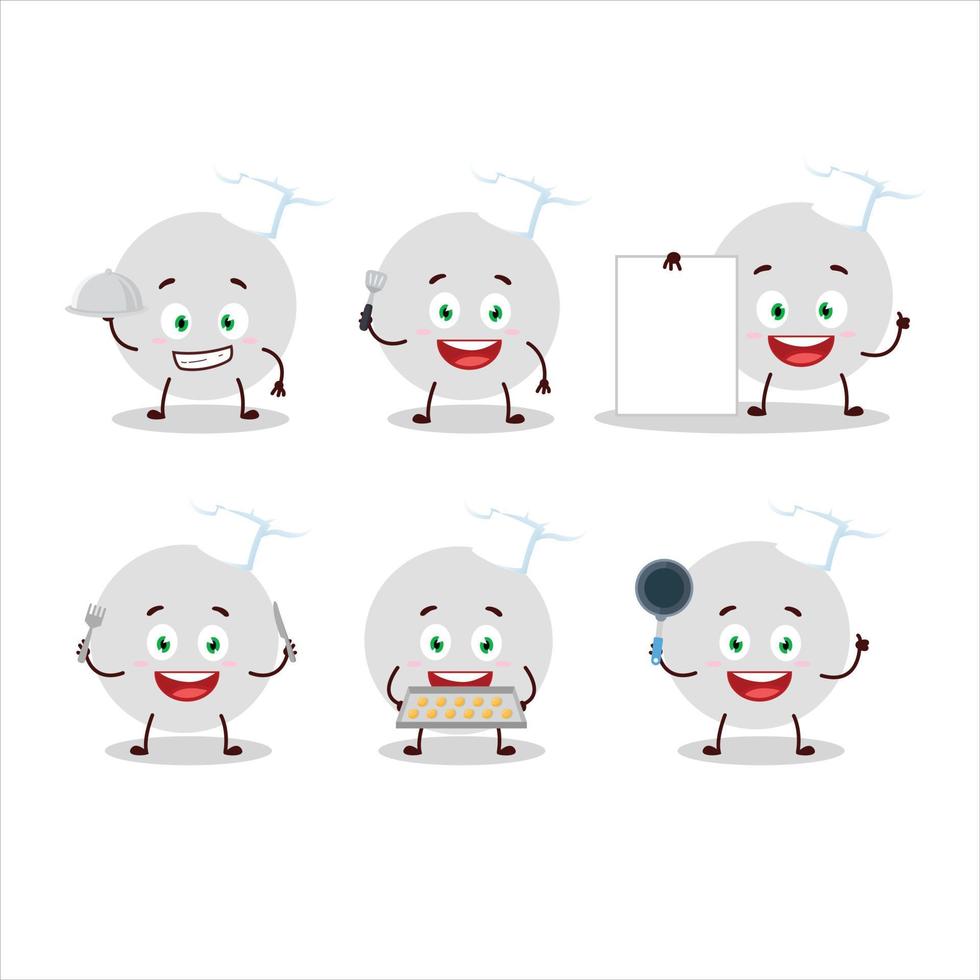 dibujos animados personaje de voleo pelota con varios cocinero emoticones vector