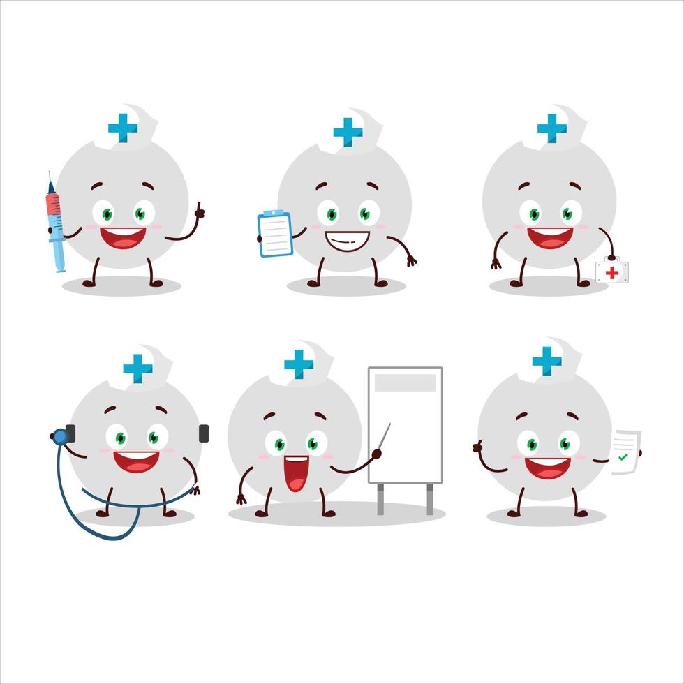 Doctor profession emoticon with volley ball cartoon character vector