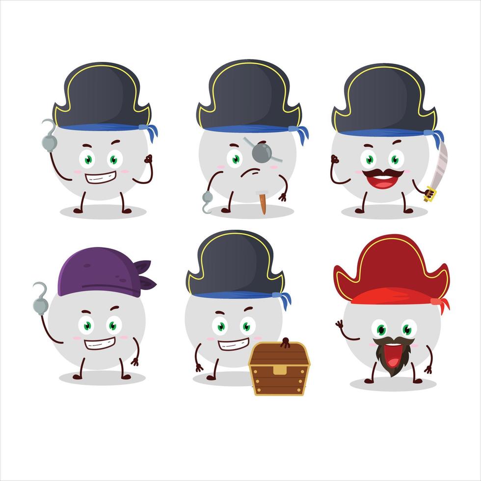 dibujos animados personaje de voleo pelota con varios piratas emoticones vector