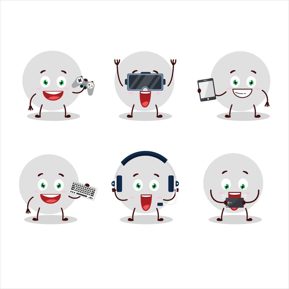 Volley ball cartoon character are playing games with various cute emoticons vector