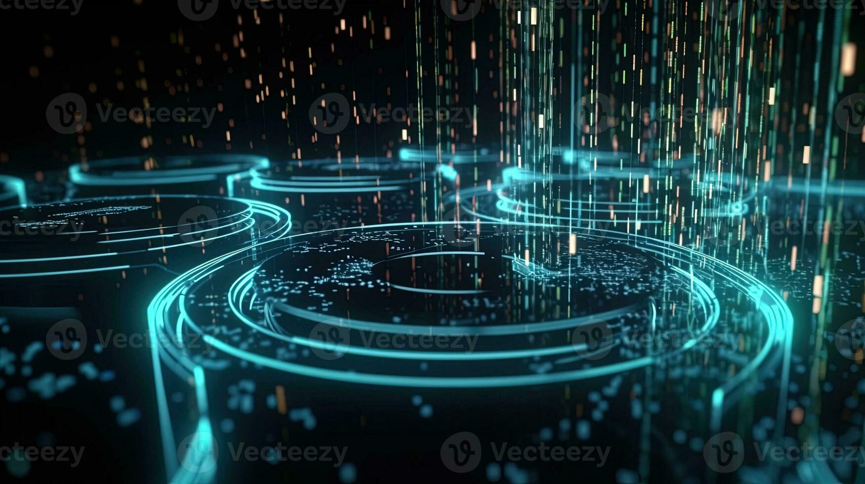 3D rendering of abstract technology concept. Digital data transfer and communication photo