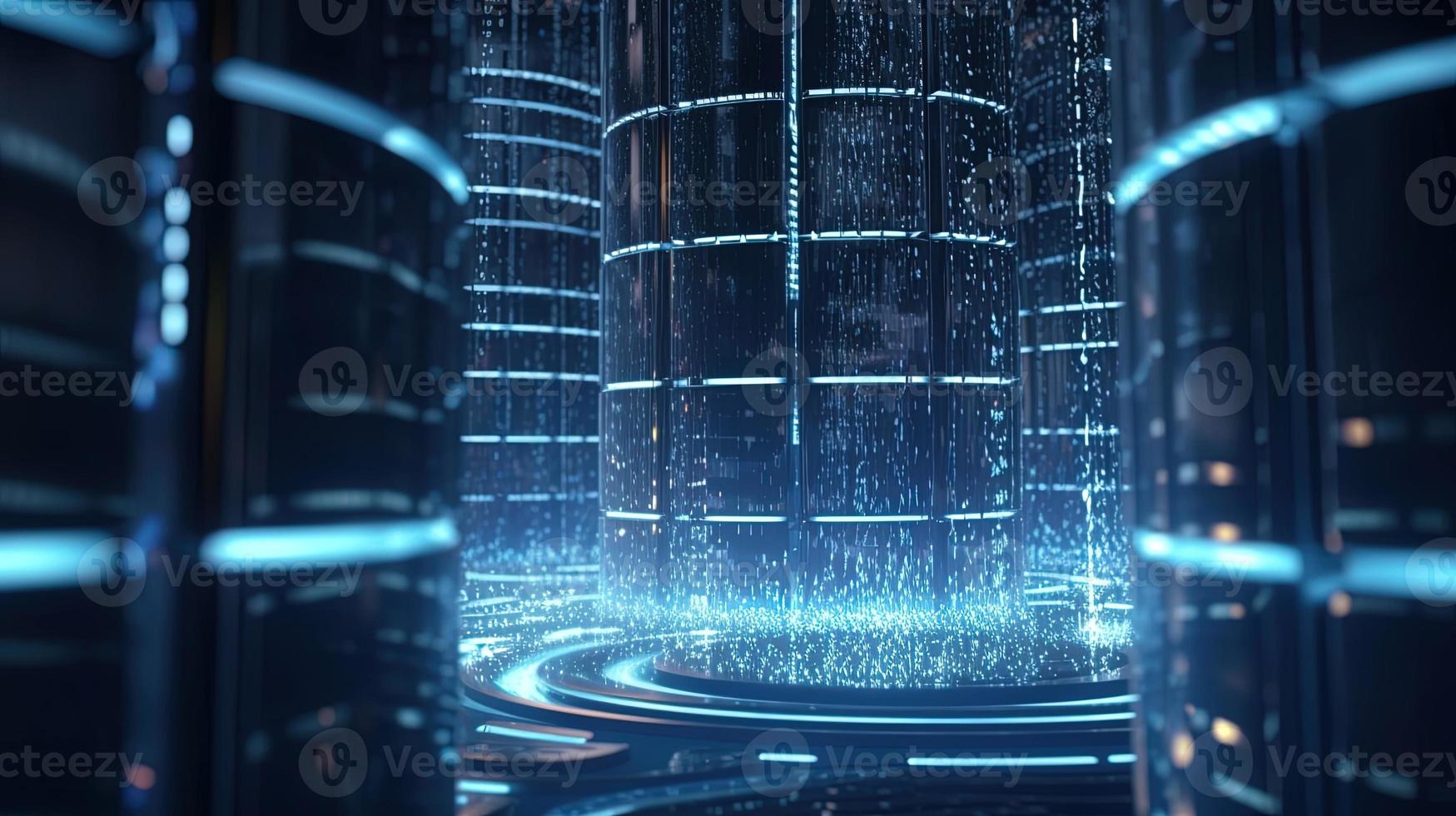 3D rendering of abstract technology concept. Digital data transfer and communication photo