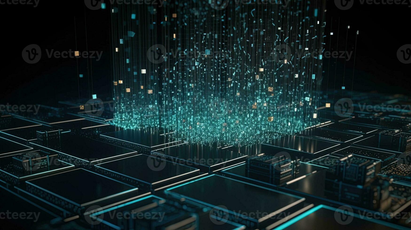 3D rendering of abstract technology concept. Digital data transfer and communication photo