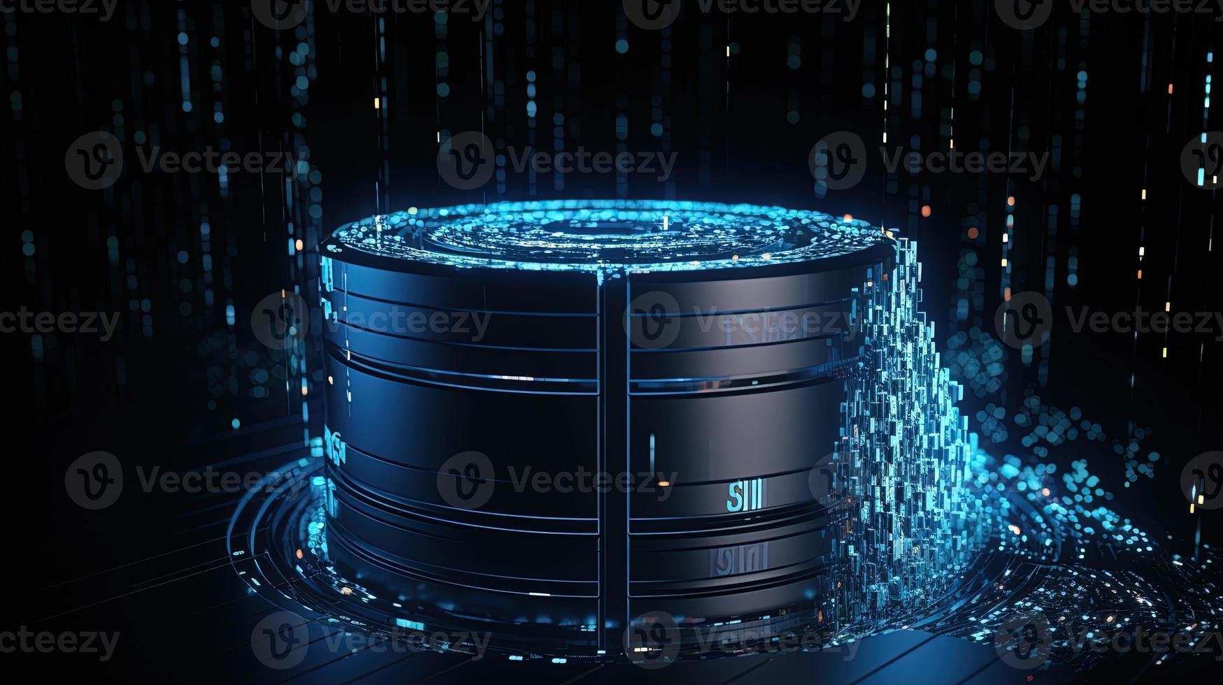 3D rendering of abstract technology concept. Digital data transfer and communication photo