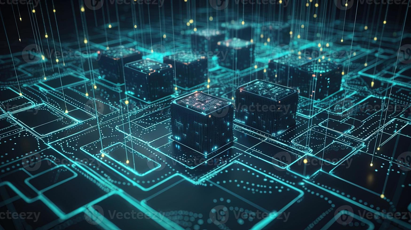 3D rendering of abstract technology concept. Digital data transfer and communication photo
