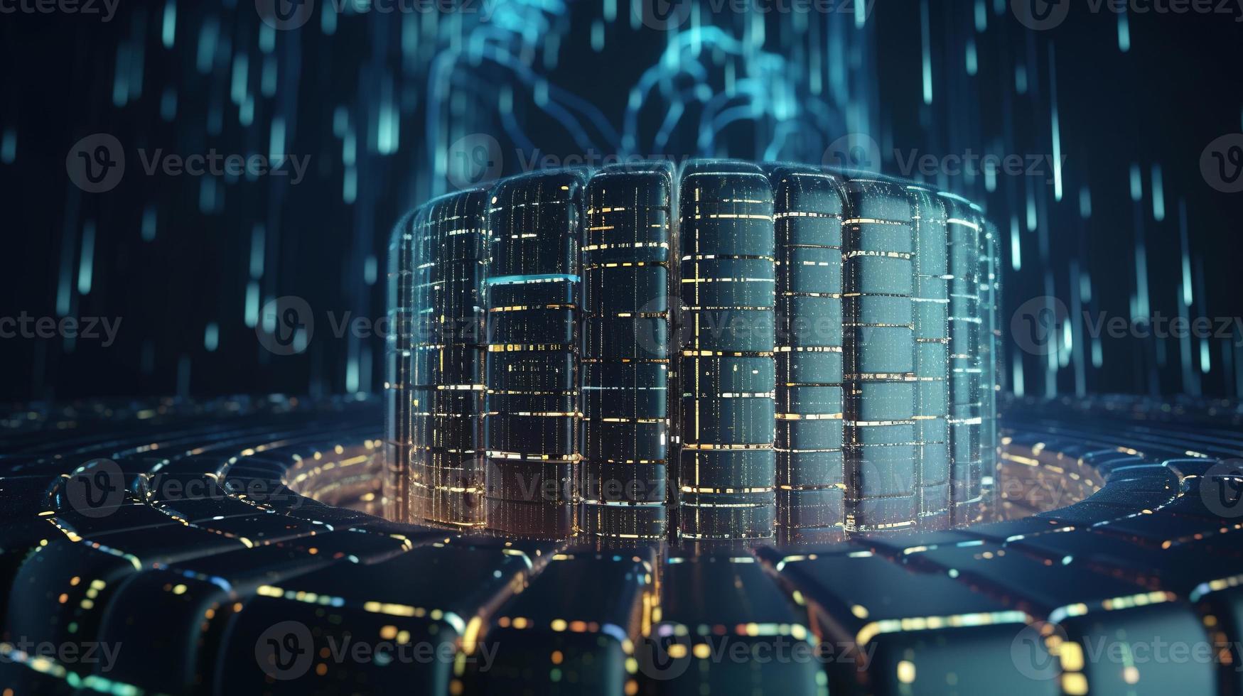 3D rendering of abstract technology concept. Digital data transfer and communication photo
