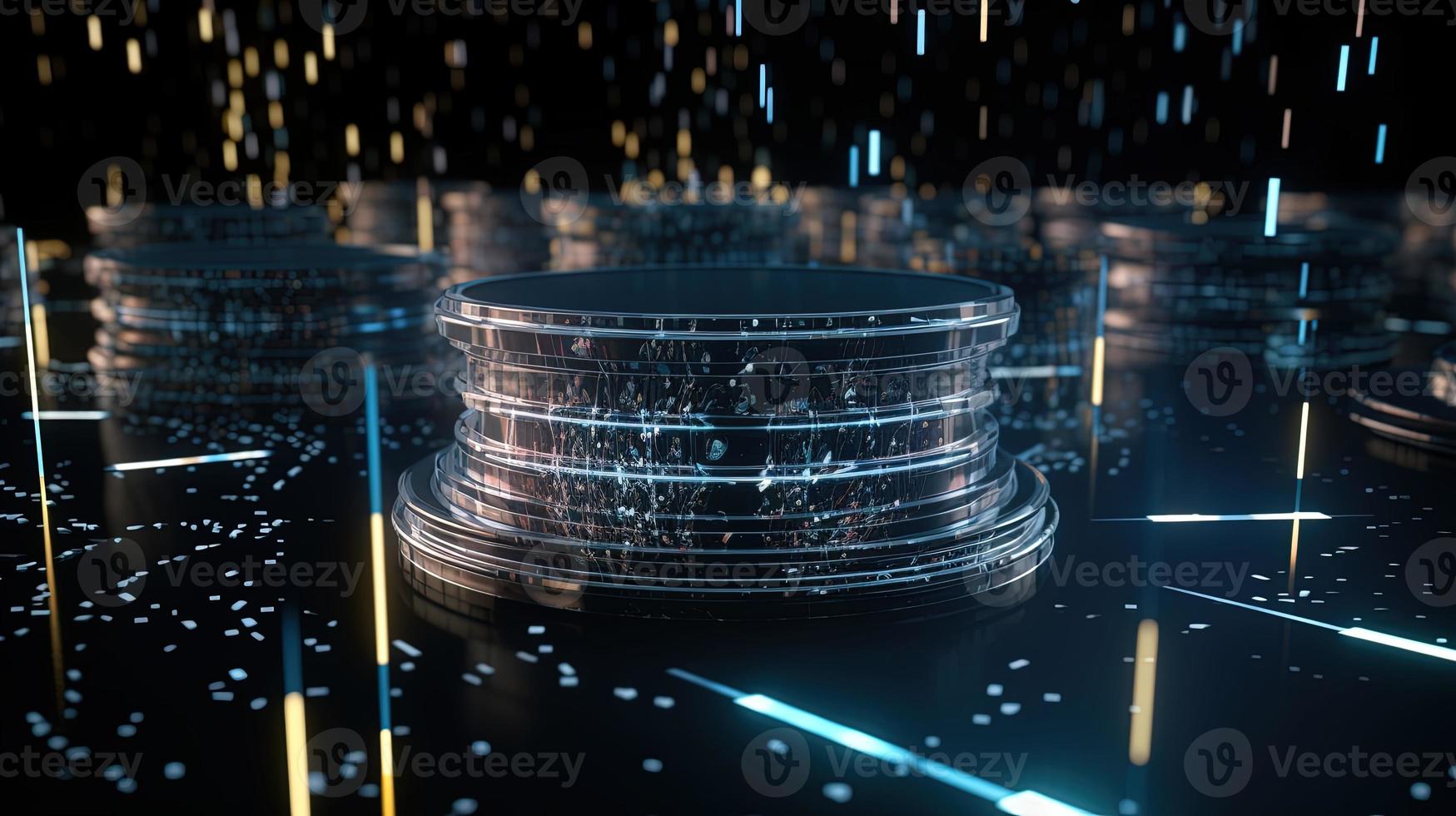 3D rendering of abstract technology concept. Digital data transfer and communication photo