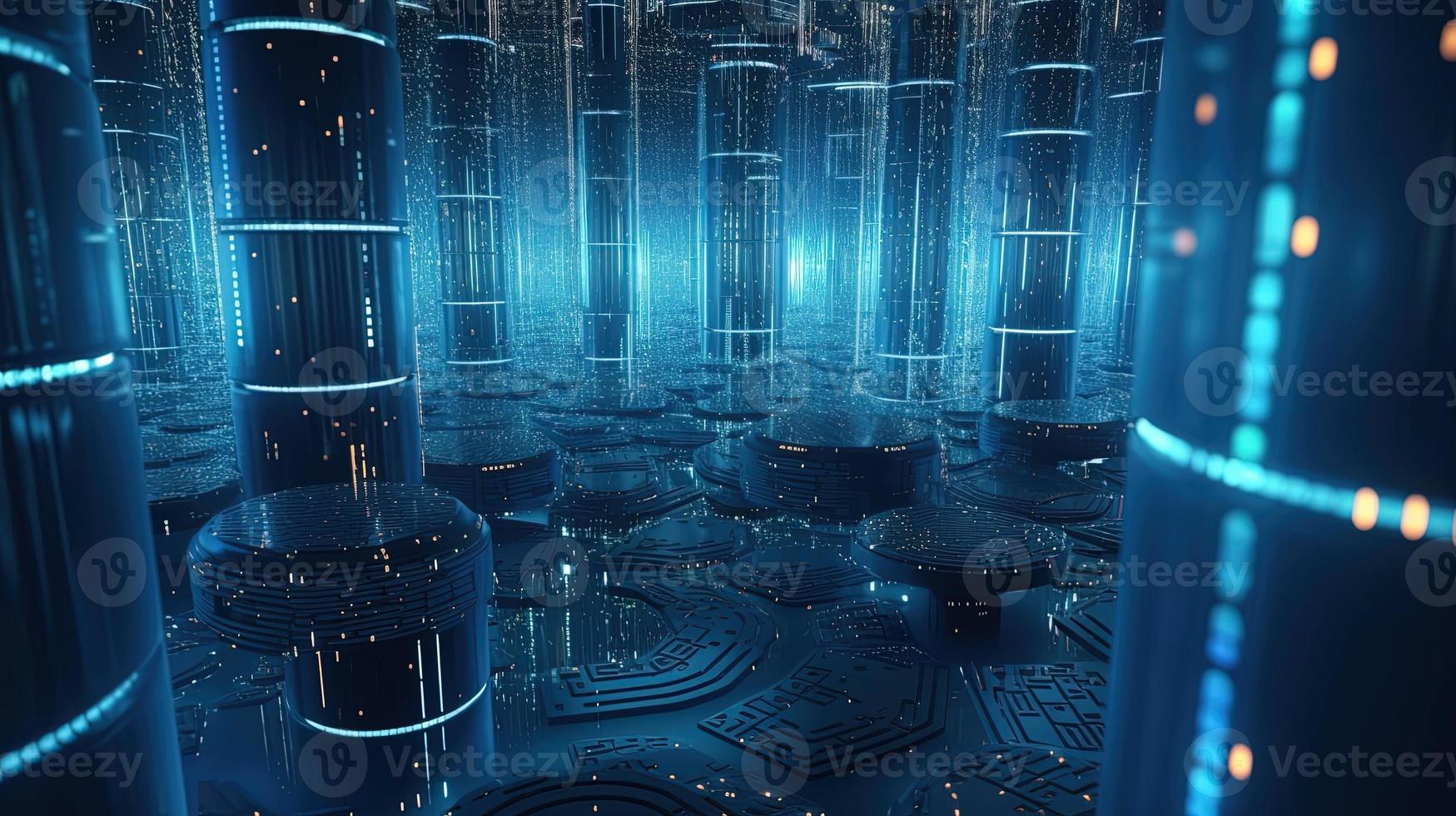 3D rendering of abstract technology concept. Digital data transfer and communication photo