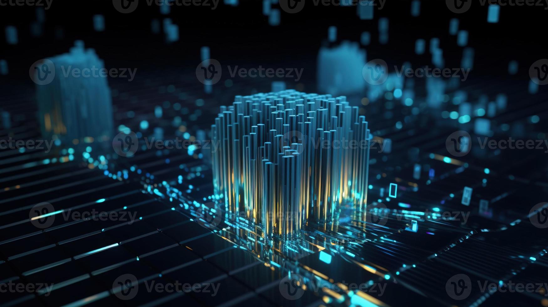 3D rendering of abstract technology concept. Digital data transfer and communication photo