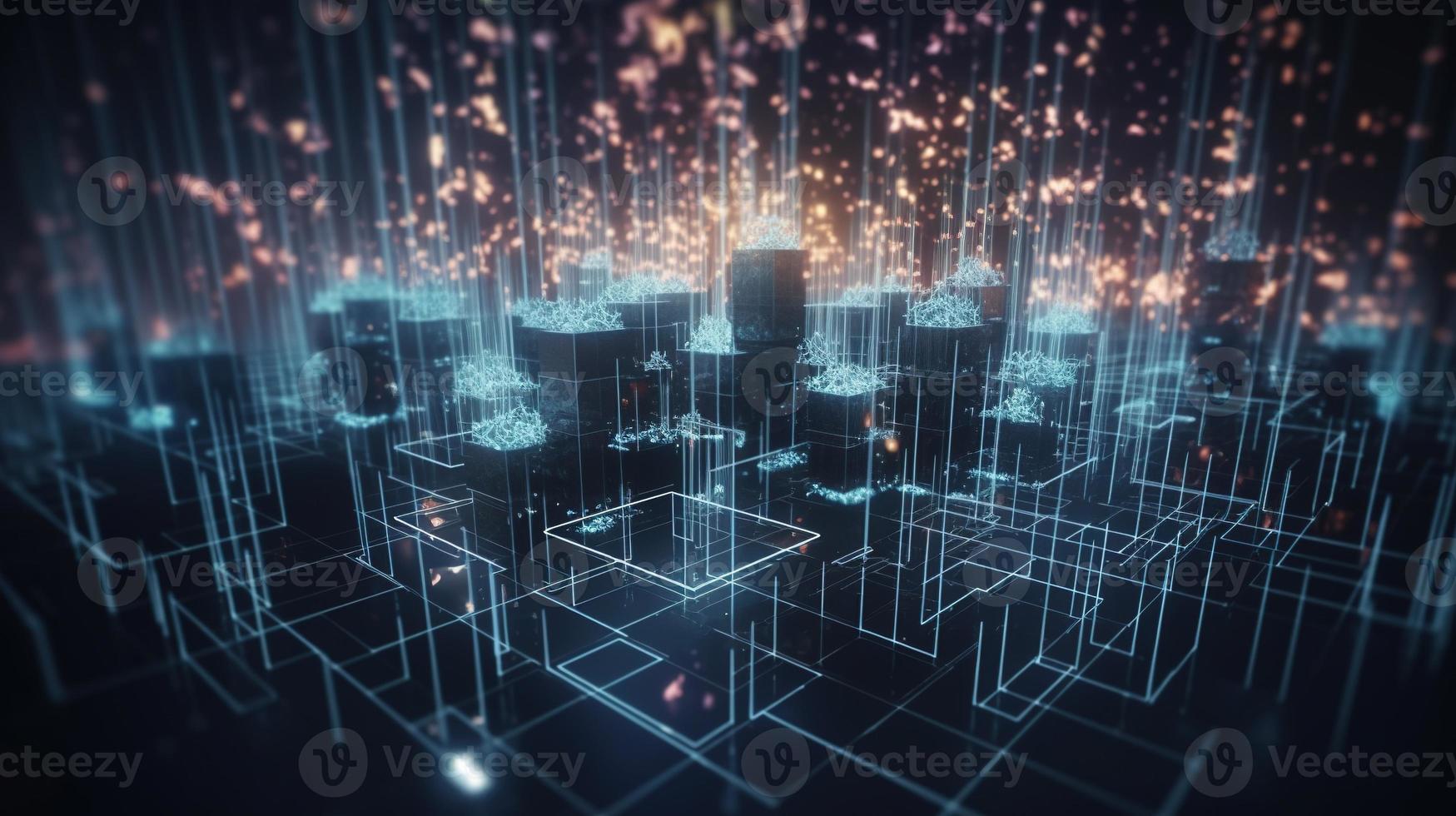 3D rendering of abstract technology concept. Digital data transfer and communication photo