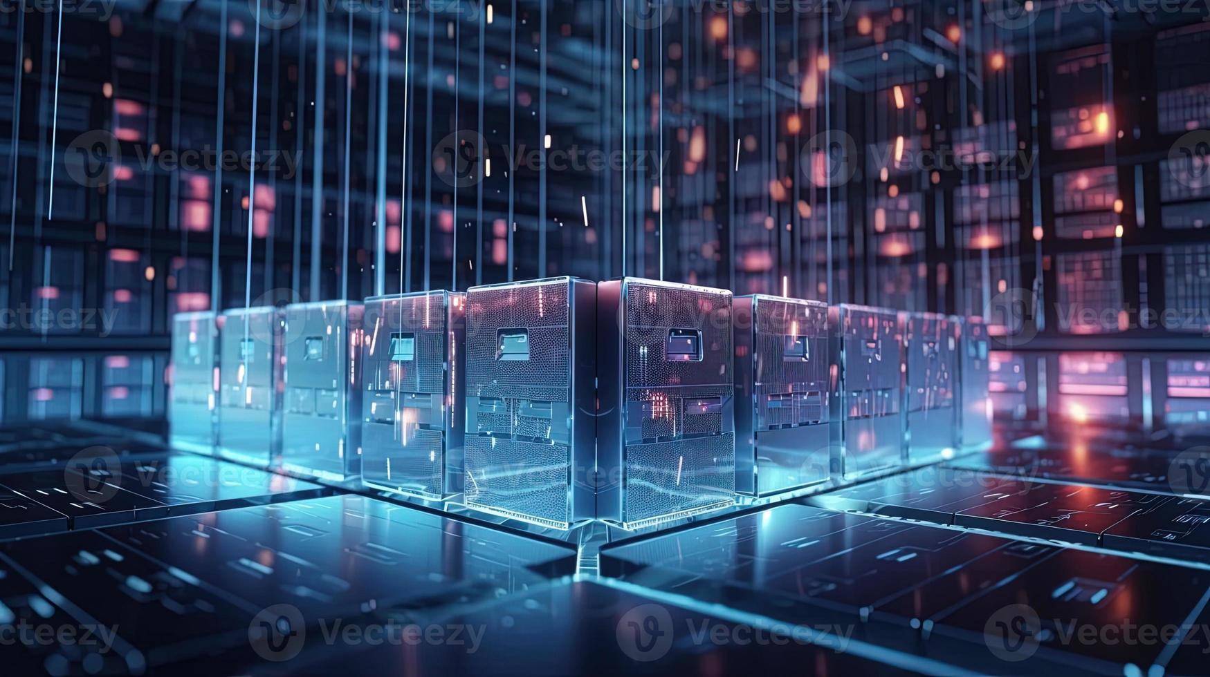 3D rendering of abstract technology concept. Digital data transfer and communication photo