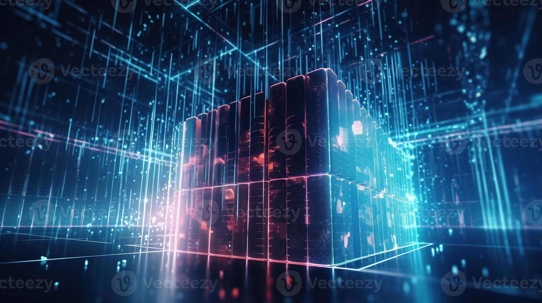 3D rendering of abstract technology concept. Digital data transfer and communication photo