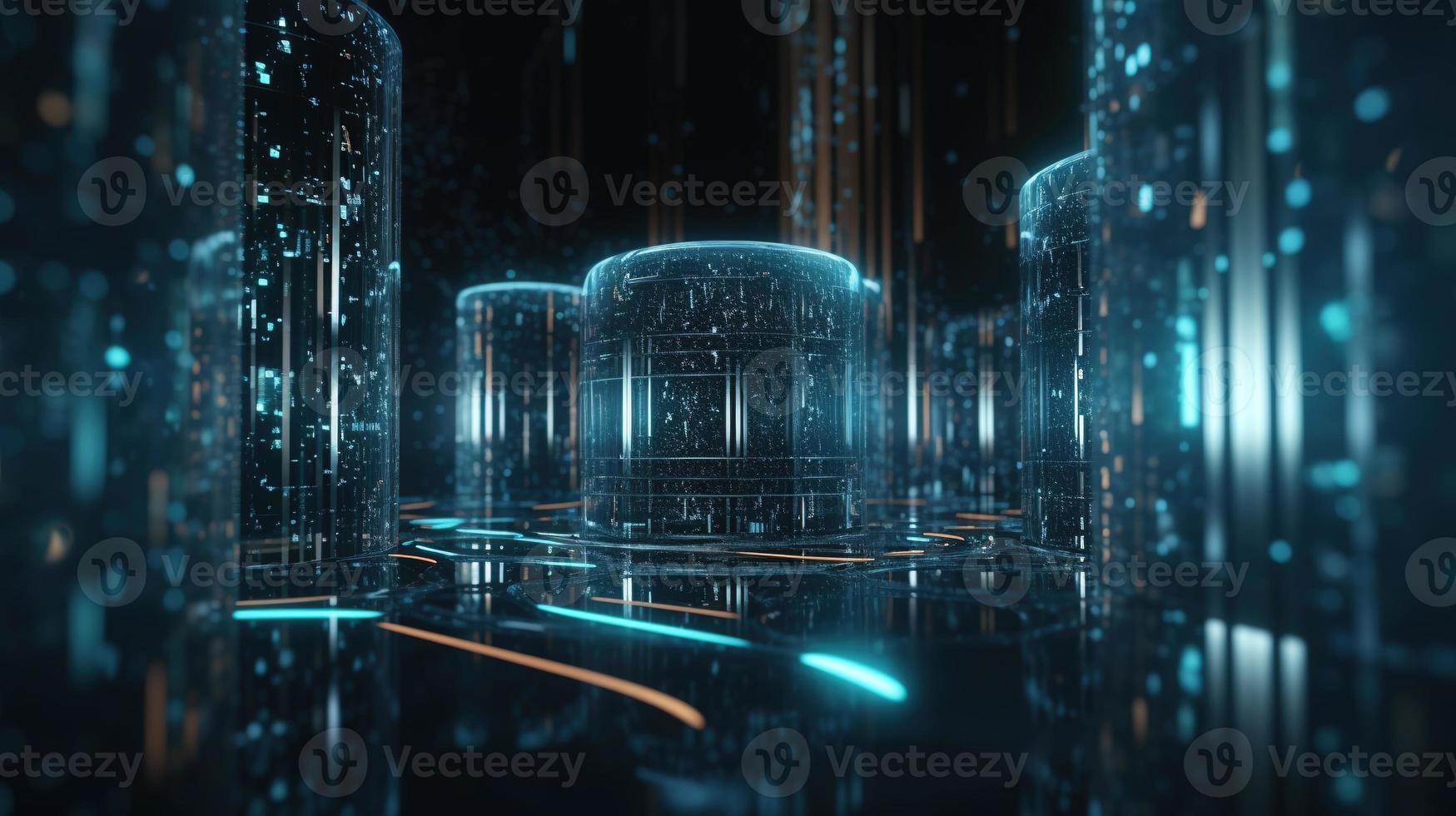 3D rendering of abstract technology concept. Digital data transfer and communication photo