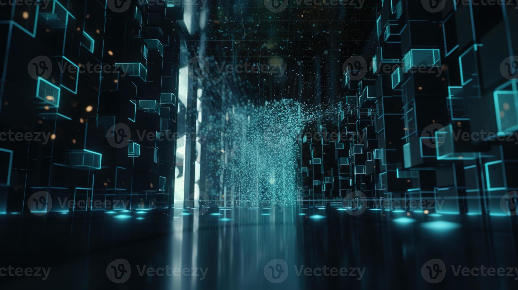 3D rendering of abstract technology concept. Digital data transfer and communication photo