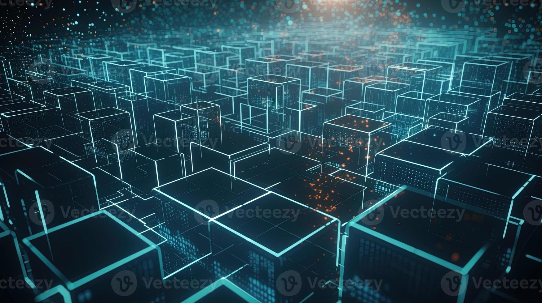 3D rendering of abstract technology concept. Digital data transfer and communication photo
