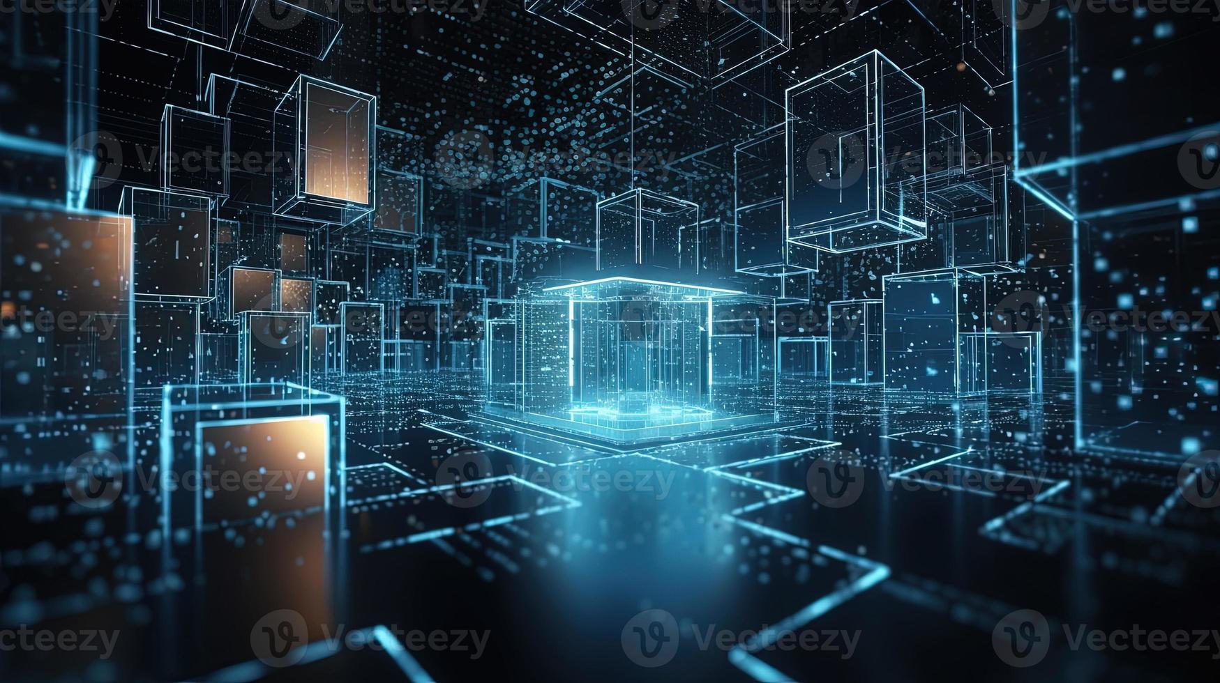 3D rendering of abstract technology concept. Digital data transfer and communication photo
