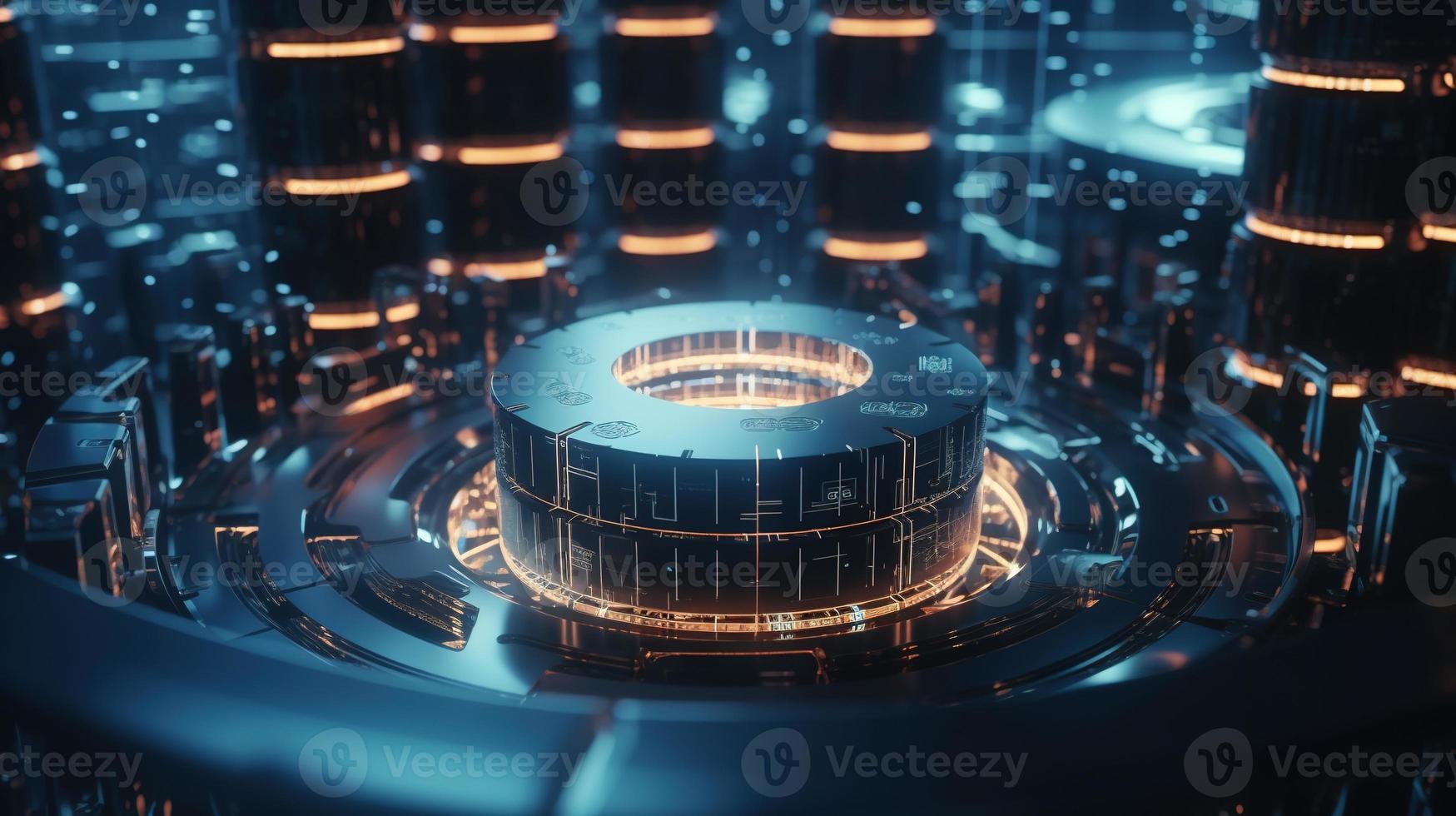 3D rendering of abstract technology concept. Digital data transfer and communication photo