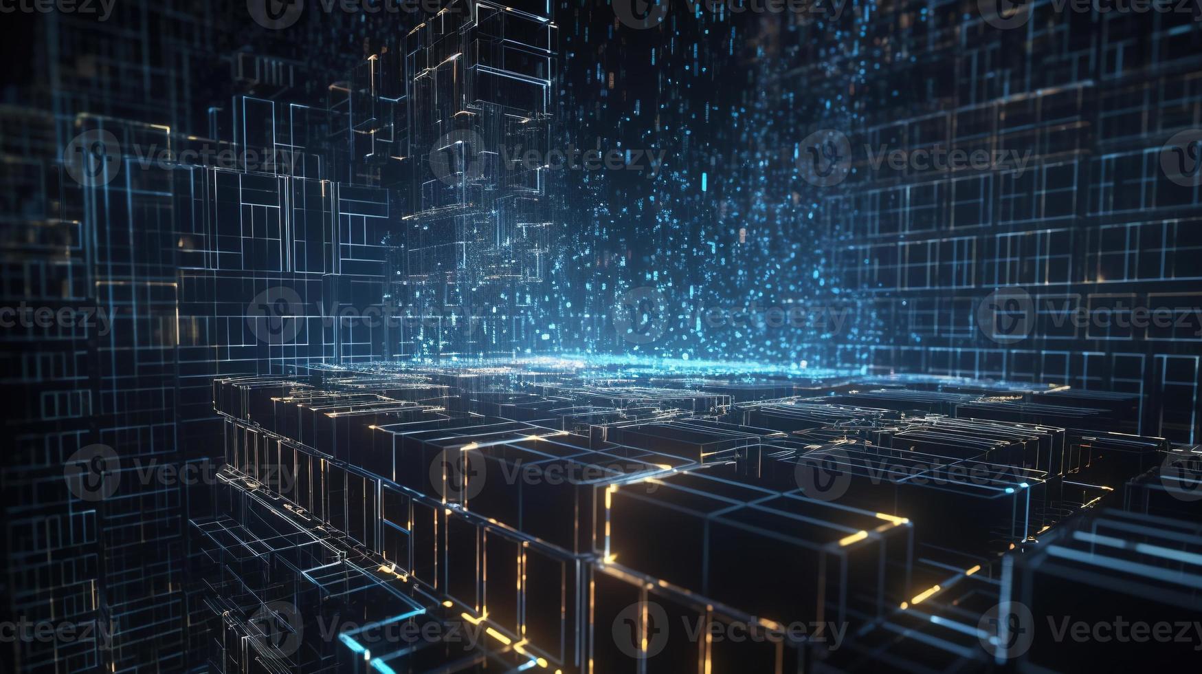 3D rendering of abstract technology concept. Digital data transfer and communication photo