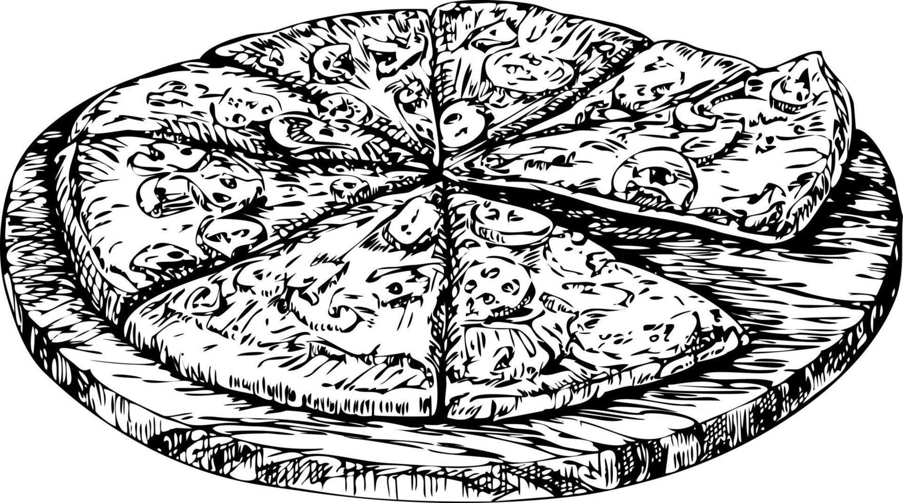 Pizza. Italian pizza, Pizza design template hand drawn vector