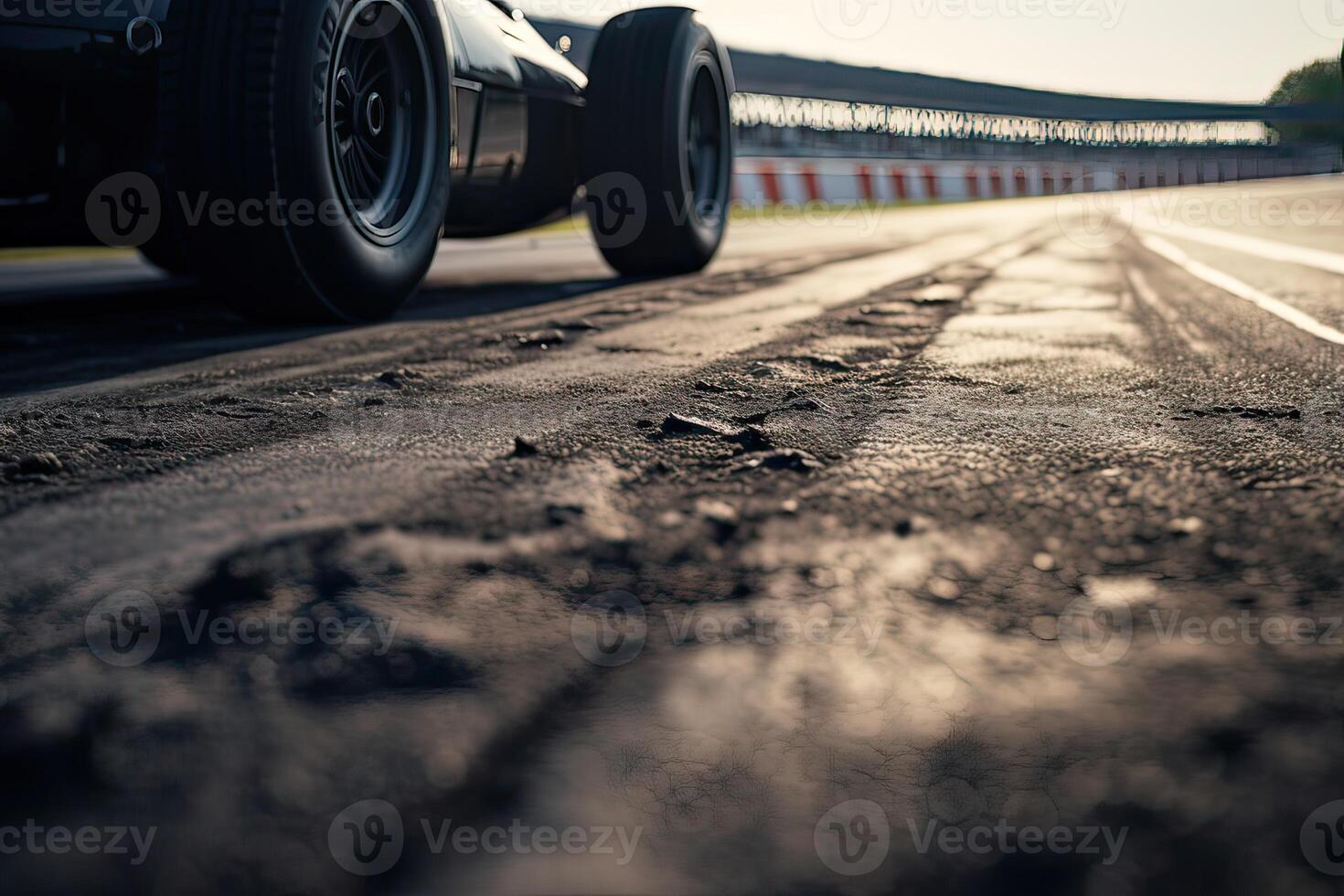 The international race track with a race car. Empty race track with race car. . photo