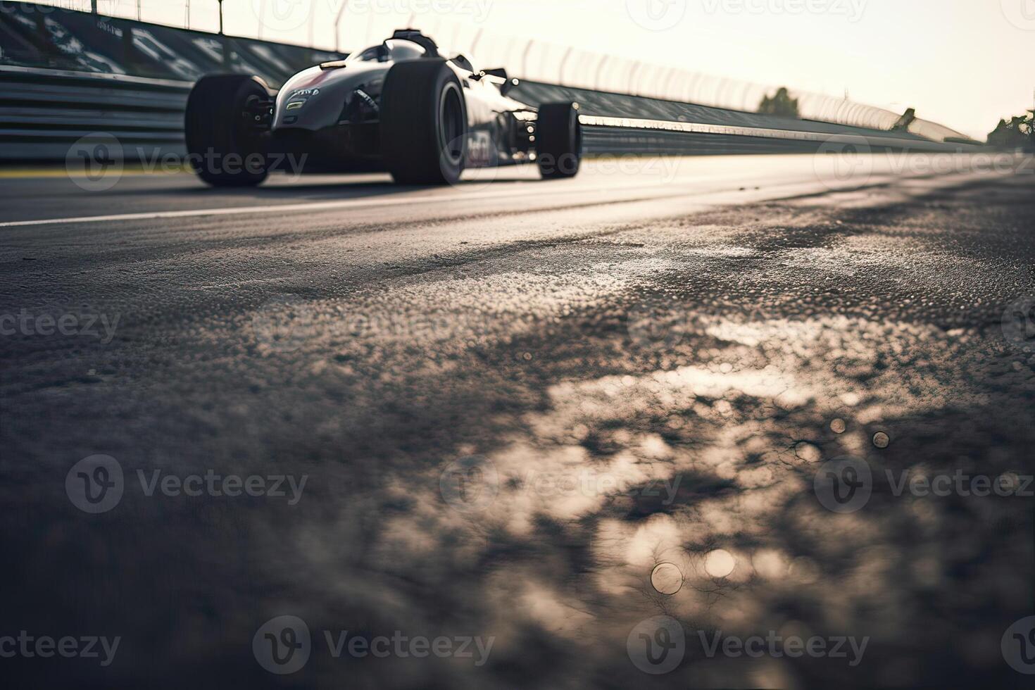 The international race track with a race car. Empty race track with race car. . photo